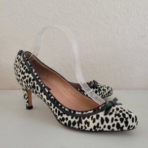 Ann Taylor Hair-Calf Leopard Print Darkest Brown and Off White Heels shoe